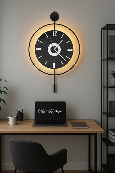 AGA KONSEPT Led'li Orjin Nero 24 SİYAH TİKTOK (Orta Boy 40*60 cm) Dekorati Me...