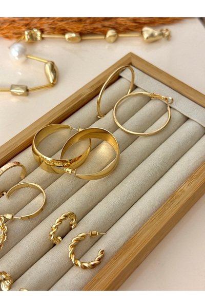 YOUES JEWELRY 6'LI KADIN GOLD KÜPE SETİ