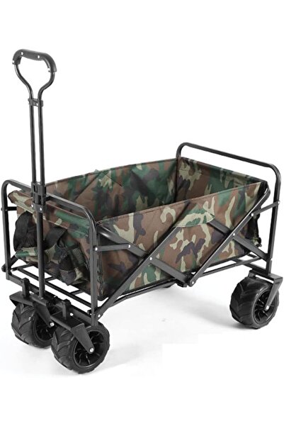 COOYA Heavy Duty Folding Wagon Utility Camping Garden Cart with Universal Wheels & Adjustable Handle