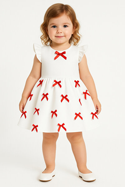 SOFYELLA Children's White Dress with Bow Detail