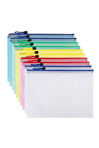 Blythornix A4 Size File Folders with Zipper, Plastic Mesh Bag Organizer with Zip, Pouch Document Paper Storage