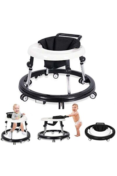 COOYA Foldable Baby Walker, Anti-Rollover Infant Walker with 9 Adjustable Heights, Toddler Walker