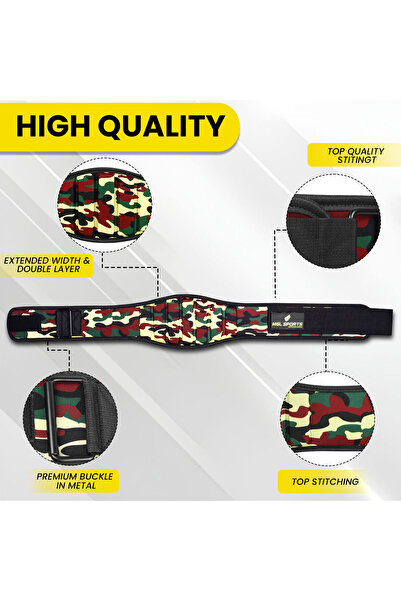 MGL SPORTS Weight Lifting Neoprene Belt –( LARGE ) Adjustable Back Support | Camo Multi-Color