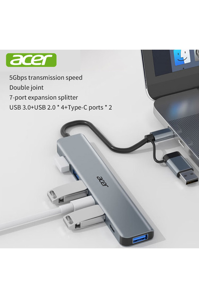 ACER Type-C/USB Hub to USB 3.0 Splitter, High Speed 7 Port Hub, HY41-T7