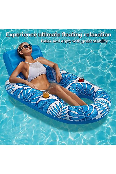 Generic Inflatable Pool Float Adult - Lounger Raft Floating Chair with Cup Holders for Pool & Beach