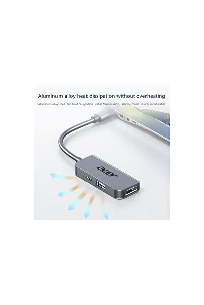ACER موزع USB-C متعدد المنافذ من النوع C، يدعم الشحن السريع PD بقوة 100 وات، USB-A، USB-C