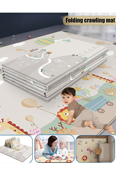 Generic سجادة لعب للأطفال قابلة للطي والعكس، سجادة لعب إسفنجية للزحف