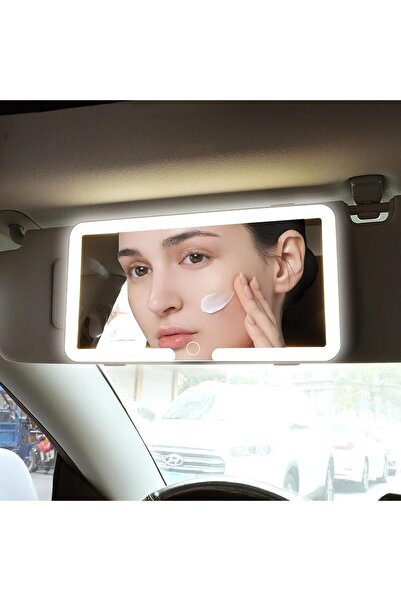 COOYA مرآة زينة للسيارة مع خرزات LED ساطعة، مستشعر لمس محمول، مرآة قابلة لإعادة الشحن لمظلة الشمس للسيارة