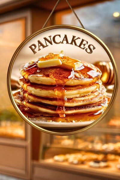 Nod Ornament de perete din lemn cu șnur tematic cu clătite, patiserie, magazi...