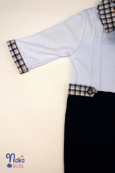 Naka Concept Baby Boy Blue-Navy Blue Bow Tie Jumpsuit