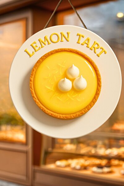 Nod Ornament de perete din lemn cu șnur tematic cu tartă de lămâie, pentru pa...