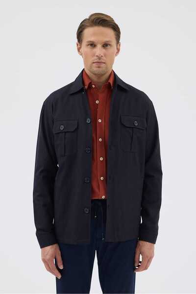 Paşahan Black Tailored Fit Men's Shirt Jacket with Pockets