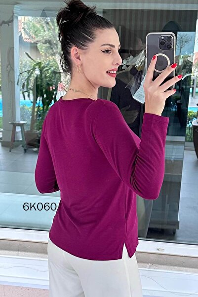 İnce Topuk V-Neck Strawberry Fabric Blouse 6K060