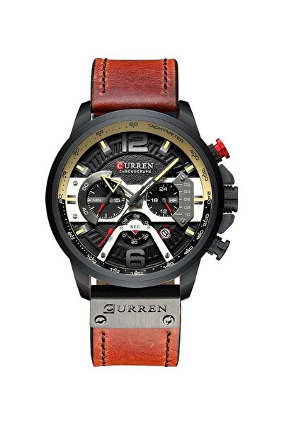 Curren Generic unisex 8329 quartz watch with black case and brown band