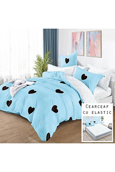 Patul Bed Linen, Satin Cotton, Sulphur, 2 Persons, Double Bed, 4 Pieces, Fitt...