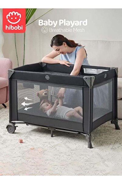 hibobi Baby Crib with Mesh Barriers – Safe, Comfortable & Ventilated Bed Made from Child-Safe Materials