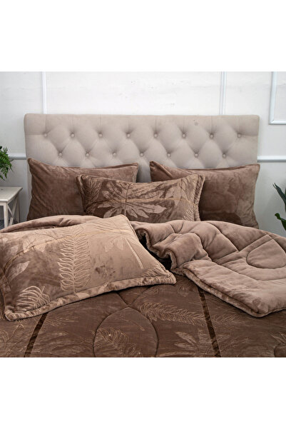 sadir Roma Velvet Winter Double Bedspread Set - 6 Pieces