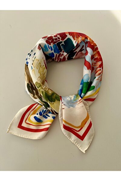 who knows ¿ Beige Cream Patterned Scarf Bandana Women's Clothing Accessory