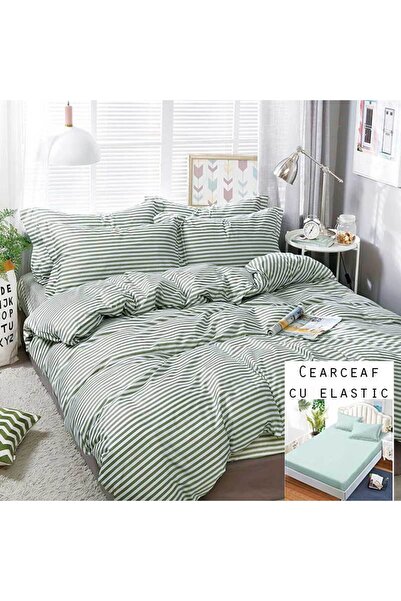 Patul Lenjerie de Pat, Bumbac Satinat, Pucioasa, 2 Persoane, Pat Dublu, 4 Pie...