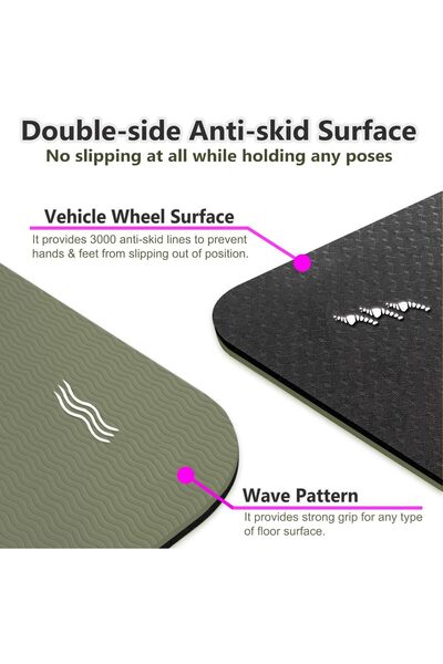 SKY LAND Non-Slip Yoga Mat EM-9304-H 6mm Eco TPE for Yoga, Pilates, HIIT & Home Workouts Black