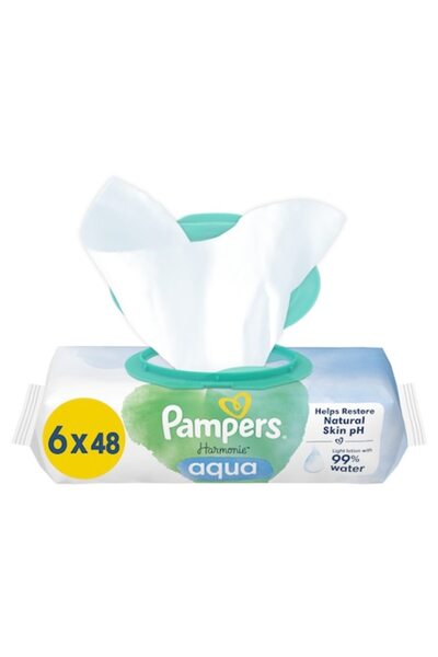 Pampers Harmonie Aqua wet wipes, 0% plastic, 6 packs x 48 (288 pcs)