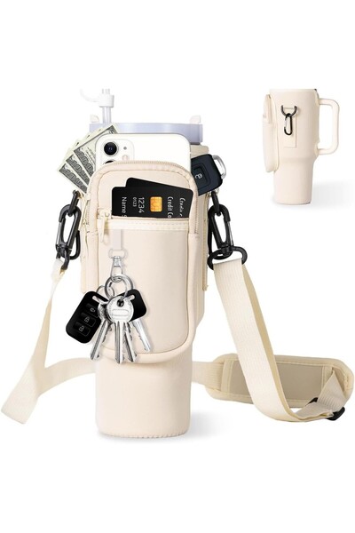 COOYA Water Bottle Carrier Bag with Phone Pocket for 40oz ,Holder Pouch with Adjustable Strap Bollus