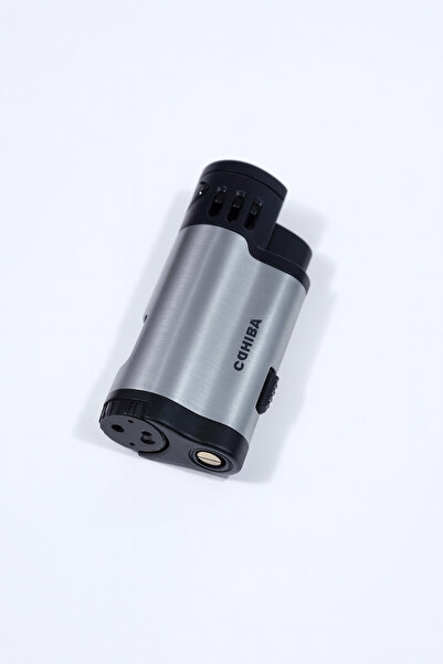 COHİBA Gümüş Jet Alevli Metal Çakmak CCM0774 | Rüzgâr Dayanıklı Premium Model