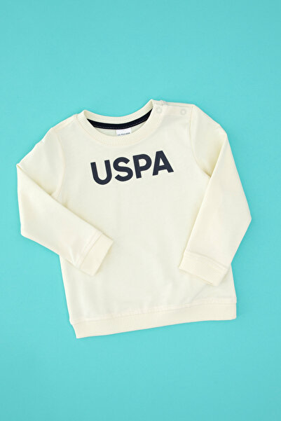 U.S. Polo Assn. Boy's Cream Polo Neck Basic Sweatshirt 50316503-Vr256