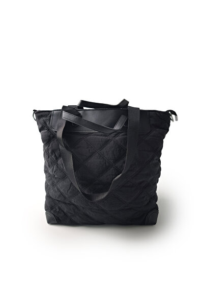 Ecrou Kapitone Detaylı Siyah Omuz Çantası