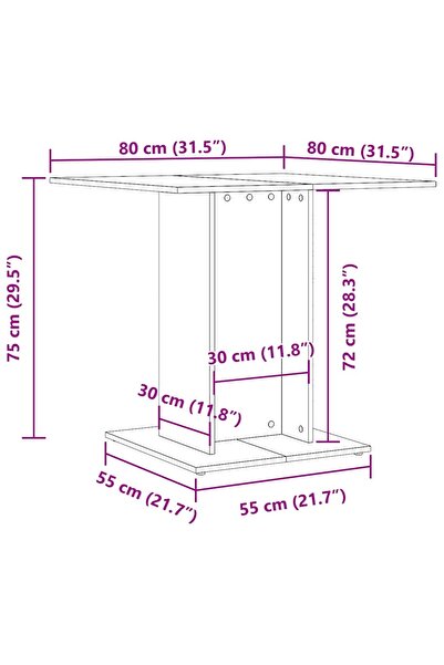 vidaxl Dining Table White 80x80x75 cm Engineered Wood