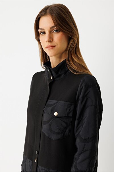 Esswaap Jakar Kumaş Çıt Çıt Detaylı Fermuarlı Giy Çık Siyah