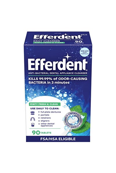 efferdent أقراص تنظيف المثبتات وأطقم الأسنان - منعشة ونظيفة، بنكهة النعناع ال...