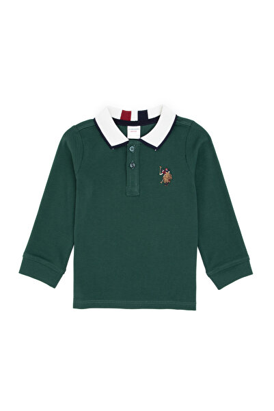 U.S. Polo Assn. سويت شيرت أساسي برقبة بولو باللون الأخضر الداكن للأولاد 50316...