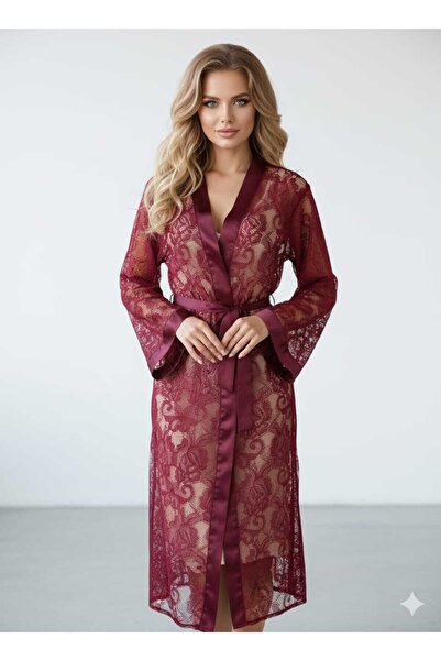 sempathy روب نسائي طويل أنيق وعصري بتفاصيل من الدانتيل الفرنسي