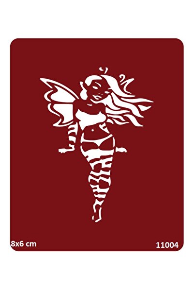 Airbrush Tattoo Seksi Kanatlı Kadın Yapışkanlı Stencil Süsleme ve Boyama Kalıbı
