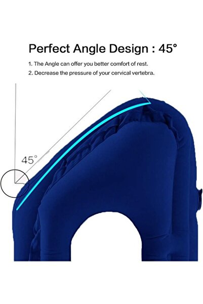 X SPRING Inflatable Travel Pillow Airplane Car and Office Blue 50x30x29cm