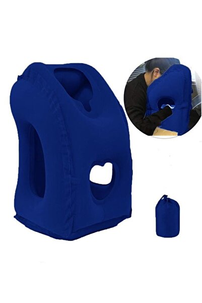 X SPRING Inflatable Travel Pillow Airplane Car and Office Blue 50x30x29cm