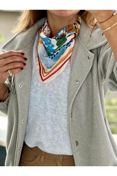 who knows ¿ Beige Cream Patterned Scarf Bandana Women's Clothing Accessory