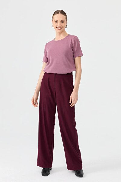 Desen Triko Women's Crew Neck Short Sleeve Basic Wool Blouse G.Kurusu