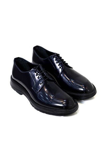 Velvarde Eva Model Patent Leather Navy Blue Shoes
