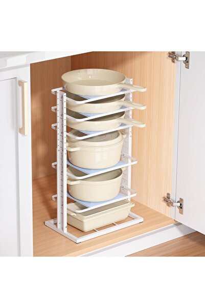 COOYA Pots and Pans Organizer for under Cabinet, 6-Tier Heavy Duty Pan Pot Organizers inside Cabinet