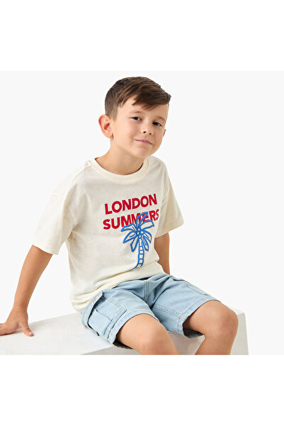 Lee Cooper تي شيرت مطبوع برقبة دائرية وأكمام قصيرة