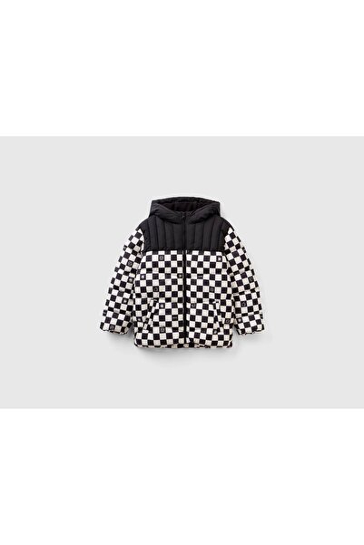 United Colors of Benetton Checkered Padded Jacket with Pockets