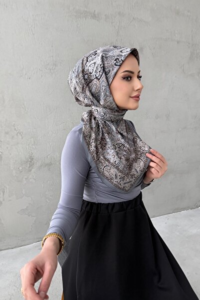 Byedauzunlar Eșarfă gri Yaren din mătase modală boemă