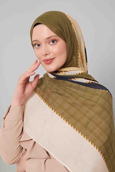 Levidor Yeşil Kilit Desen Pamuk Şal