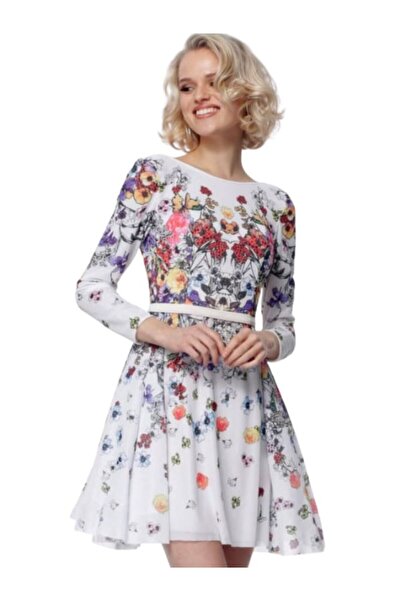 Jovani New York Rochie de ocazie alba inflorata scurta baby doll din tulle cu...