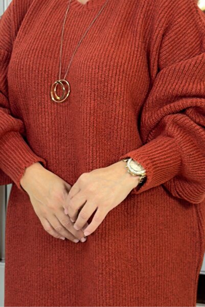 yagmurberen Selanik Knitted Balloon Sleeve Large Size Women's Knitwear Sweater Tunic