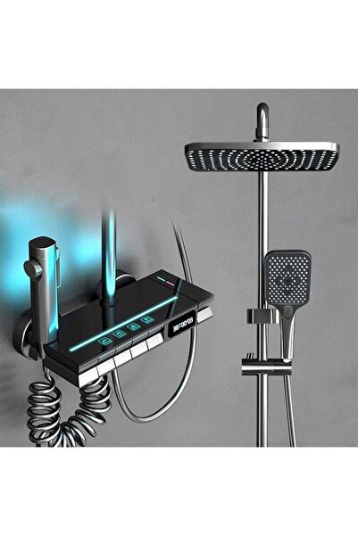 VOGMAX مجموعة رأس دش سوداء - نظام دش حمام كامل، مع تعزيز الضغط، وارتفاع قابل للتعديل