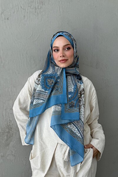 Byedauzunlar Blue&Gold Mahra Authentic Indian Silk Shawl