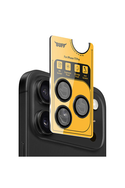 Buff iPhone 17 Pro Metal Kamera Lens Koruyucu - Siyah